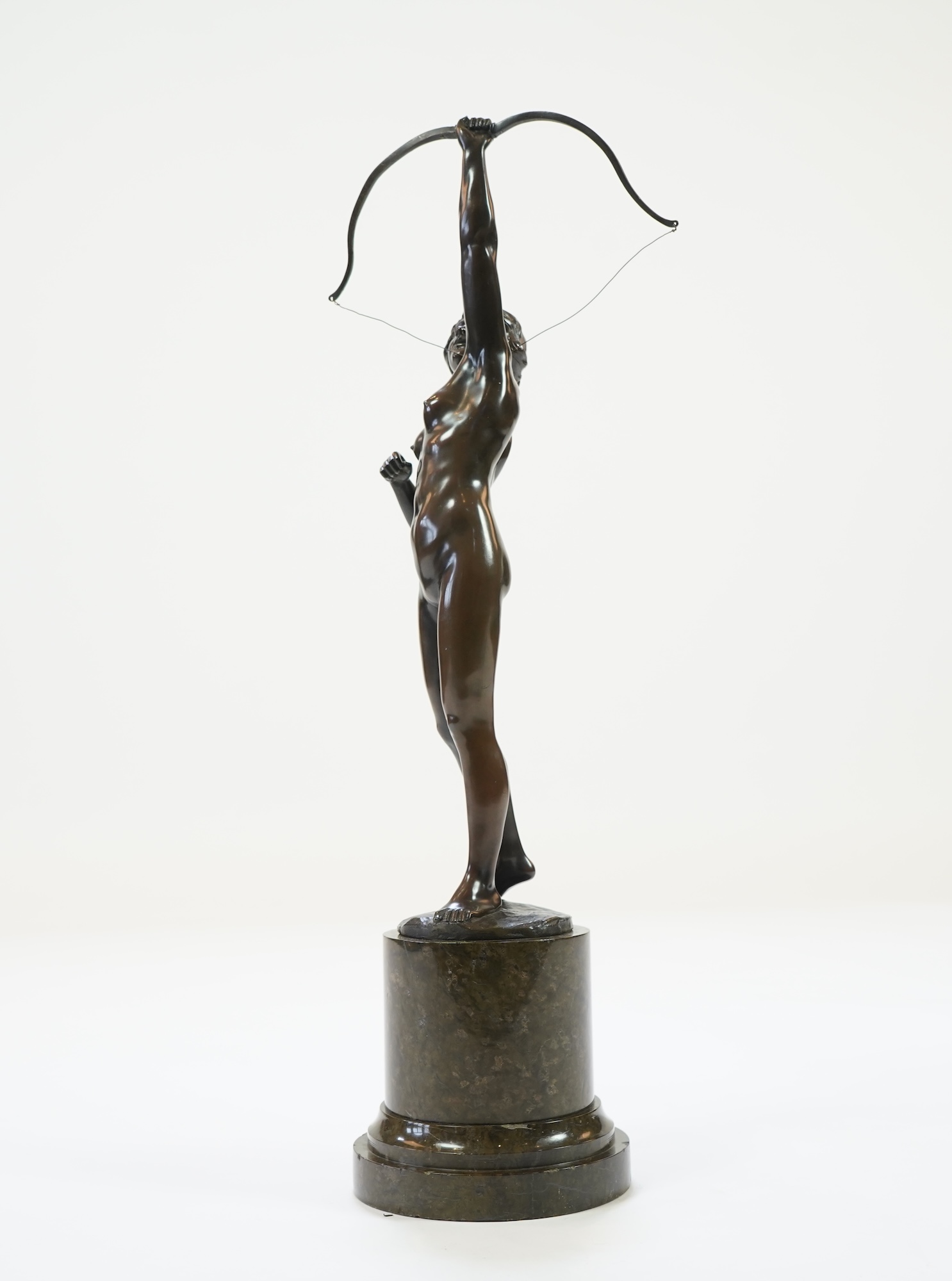 Percimer Rudolfi (German, 1884-1932). A patinated bronze figure of Diana